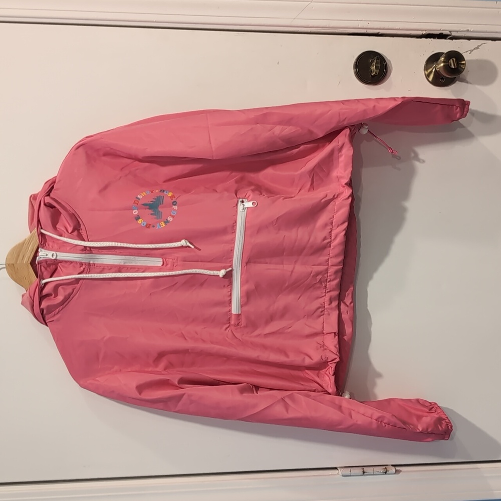 New Disney Parks Dose Of Disney Windbreaker Pink Pull Over Cropped Adult XL